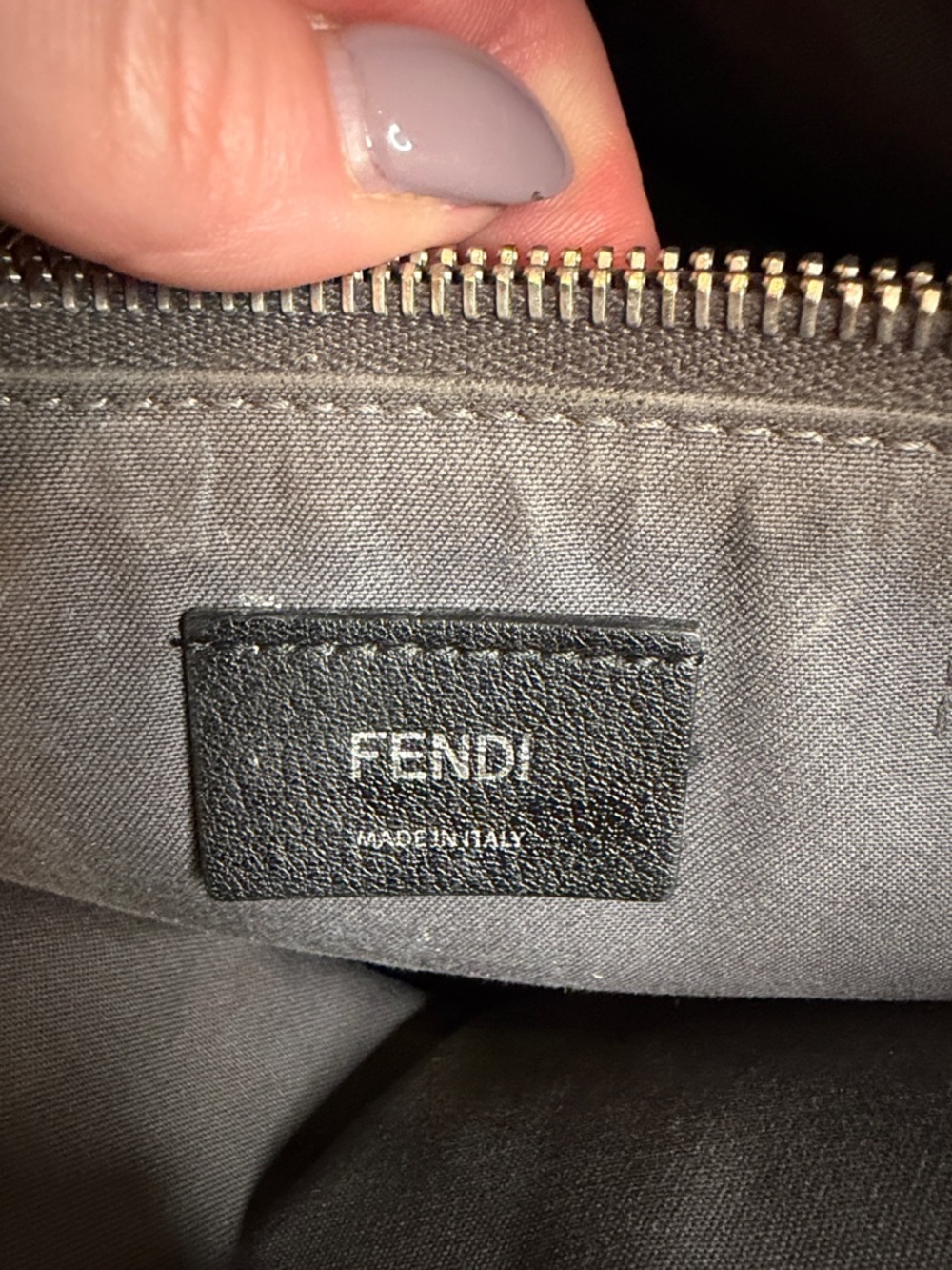 Fendi Blush Pebbled Leather Shoulder Bag with Blue Trim - Picture 5 of 10